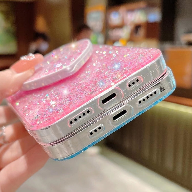 For iPhone 15 Pro Starry Sequin Mirror Stand Epoxy TPU Phone Case(Pink) - HoMEdemic™ 