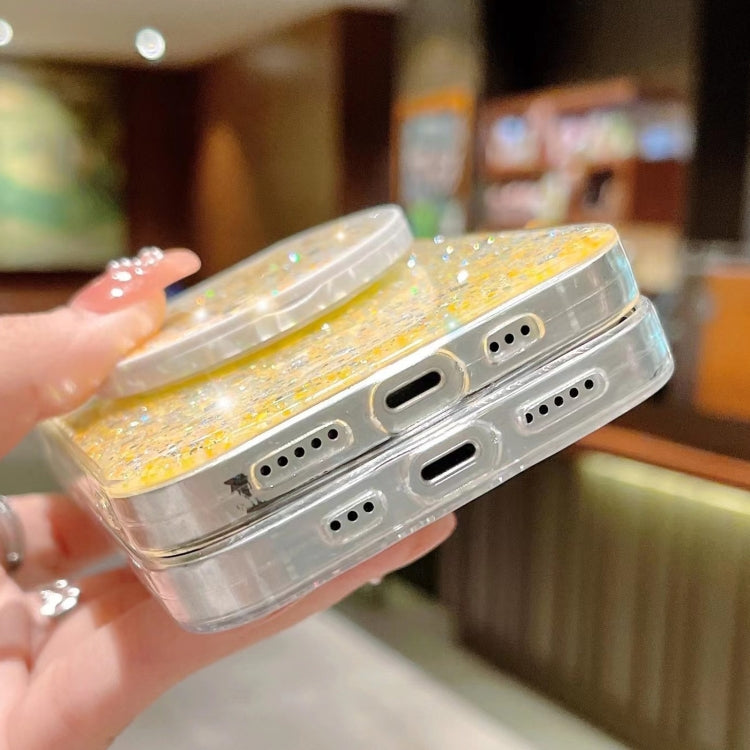 For iPhone 15 Pro Starry Sequin Round Mirror Stand Epoxy TPU Phone Case(Blue) - HoMEdemic™ 