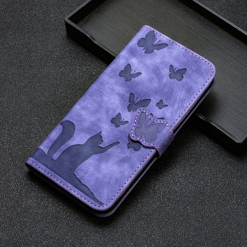 For Samsung Galaxy S24 Ultra 5G Butterfly Cat Embossing Flip Leather Phone Case(Purple) - HoMEdemic™ 