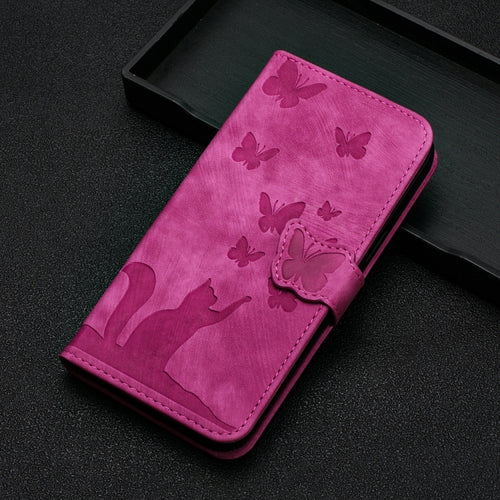 For Samsung Galaxy S24 Ultra 5G Butterfly Cat Embossing Flip Leather Phone Case(Pink) - HoMEdemic™ 