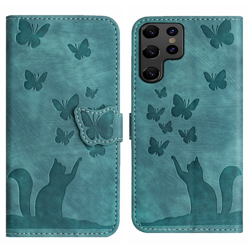 For Samsung Galaxy S24 Ultra 5G Butterfly Cat Embossing Flip Leather Phone Case(Wathet) - HoMEdemic™ 