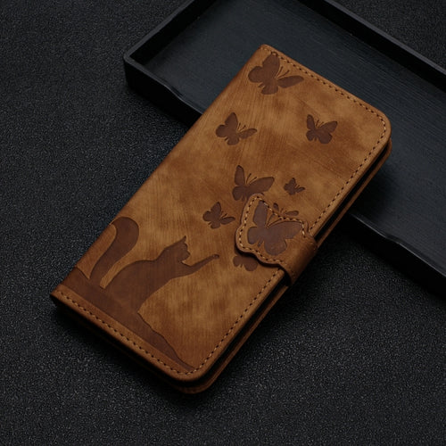 For Samsung Galaxy S24 Ultra 5G Butterfly Cat Embossing Flip Leather Phone Case(Brown) - HoMEdemic™ 