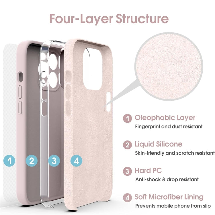 For iPhone 15 Pro Max Microfiber Liquid Silicone Shockproof Phone Case(Pink) - HoMEdemic™ 