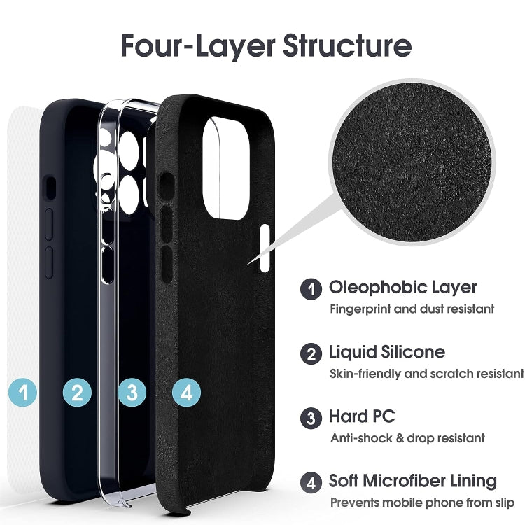 For iPhone 15 Pro Max Microfiber Liquid Silicone Shockproof Phone Case(Black) - HoMEdemic™ 