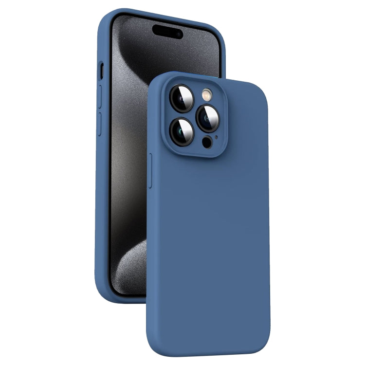For iPhone 15 Pro Max Microfiber Liquid Silicone Shockproof Phone Case(Blue) - HoMEdemic™ 
