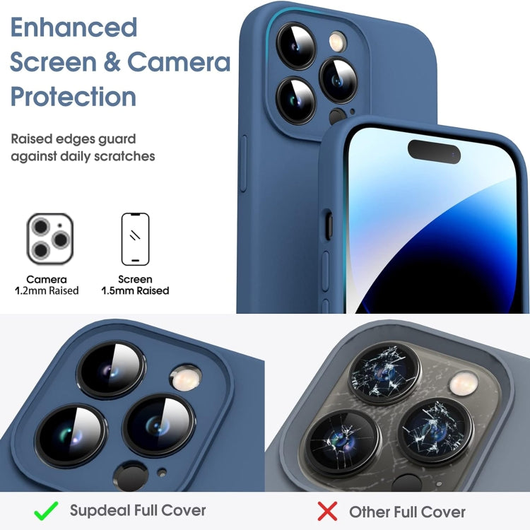 For iPhone 15 Pro Max Microfiber Liquid Silicone Shockproof Phone Case(Blue) - HoMEdemic™ 