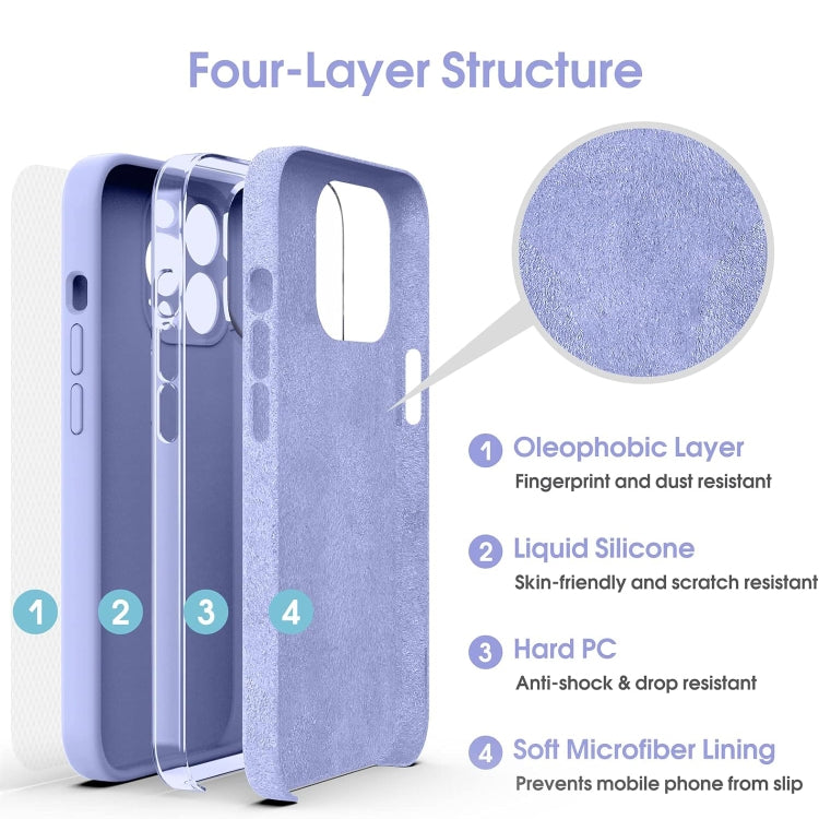 For iPhone 15 Pro Microfiber Liquid Silicone Shockproof Phone Case(Purple) - HoMEdemic™ 