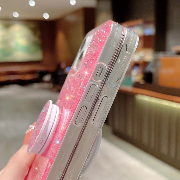 For iPhone 15 Pro Starry Sequin Round Stand Epoxy TPU Phone Case(Pink) - HoMEdemic™ 