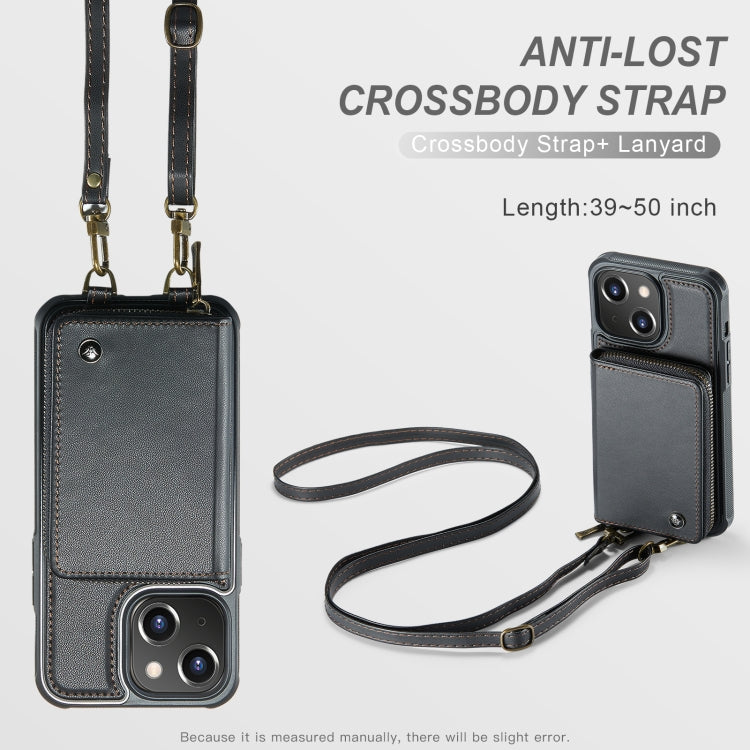 For iPhone 15 JEEHOOD C22 Series Zipper Wallet Leather Phone Case with Dual Lanyard(Black) - HoMEdemic™ 