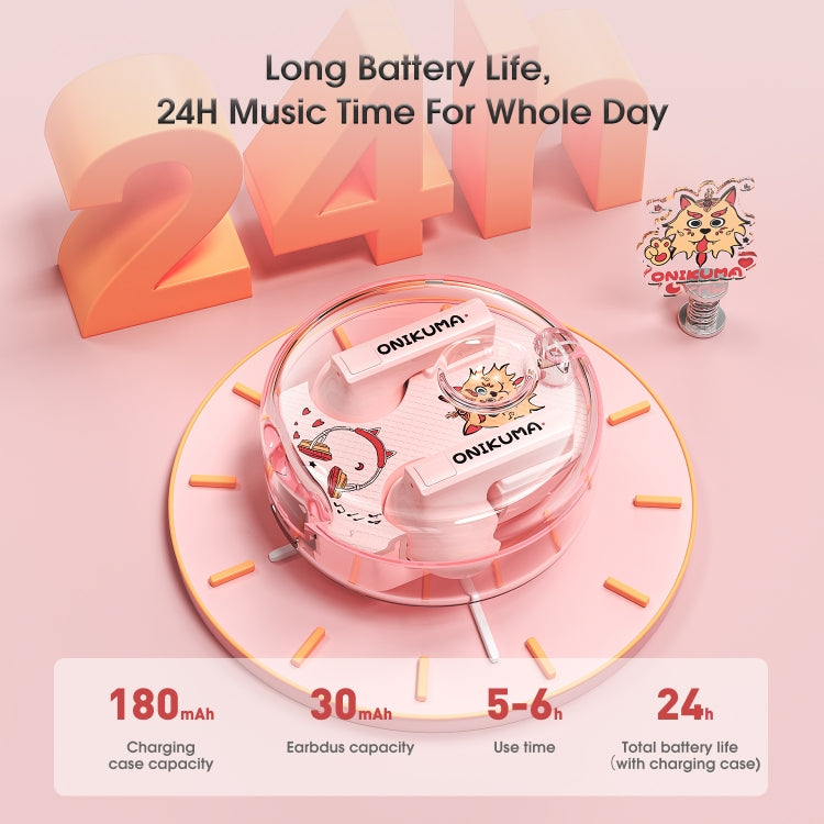 ONIKUMA T301 Transparent Cartoon Wireless Bluetooth Earphone(Pink) - HoMEdemic™ 