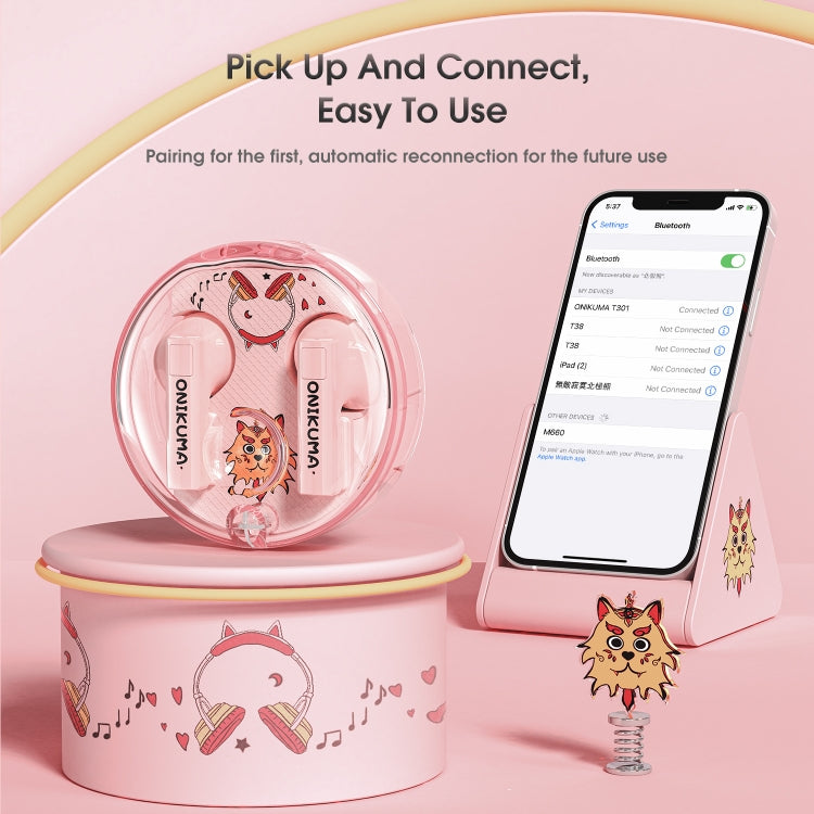 ONIKUMA T301 Transparent Cartoon Wireless Bluetooth Earphone(Pink) - HoMEdemic™ 