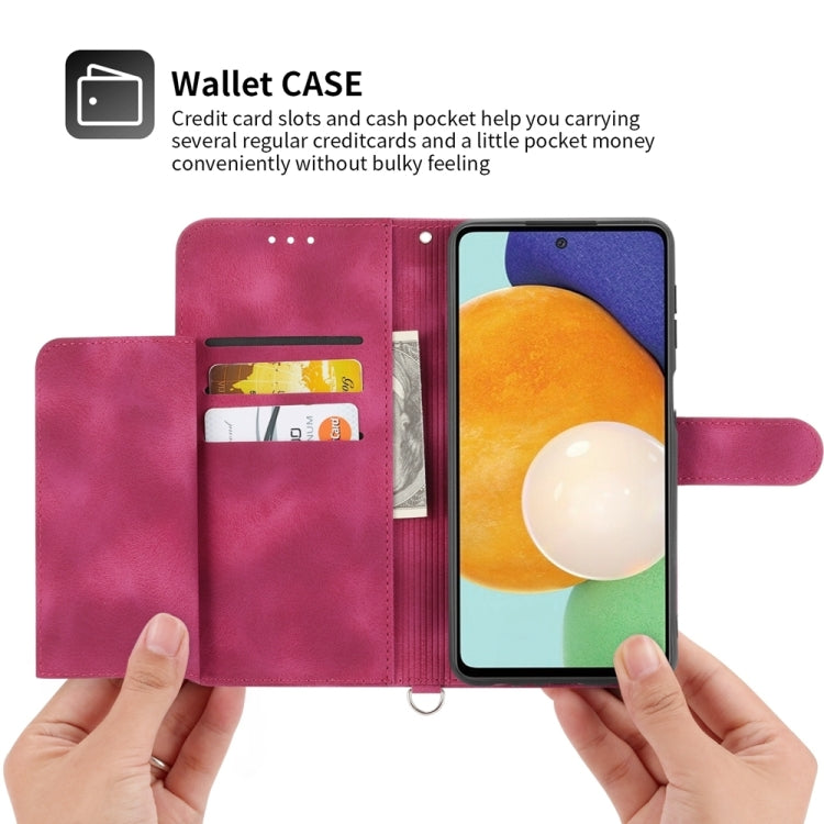 For iPhone 15 Pro Skin-feel Flowers Embossed Wallet Leather Phone Case(Wine Red) - HoMEdemic™ 