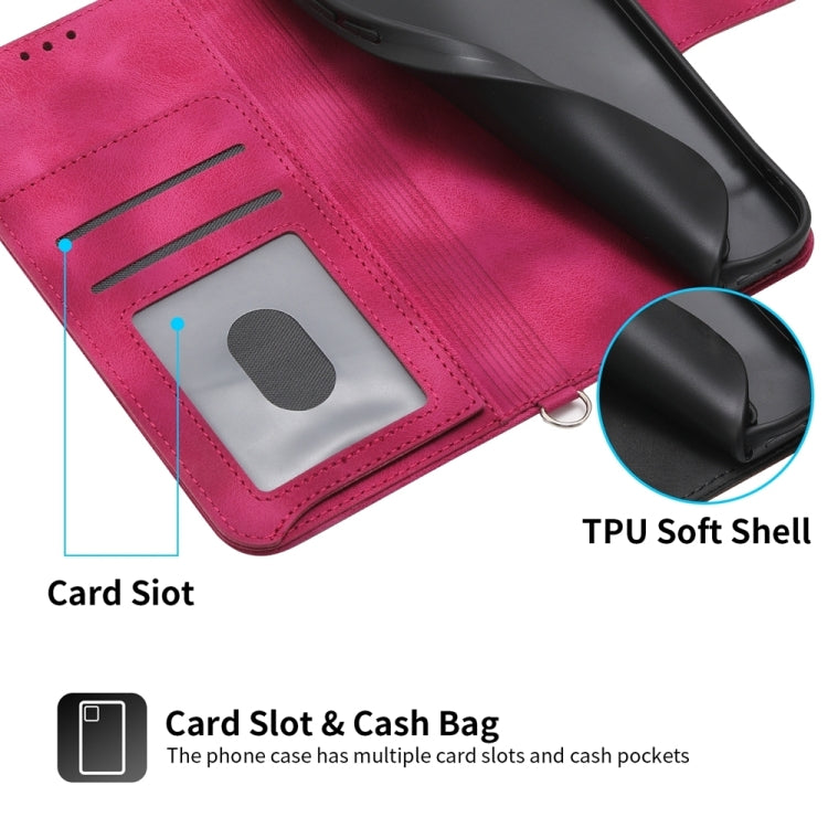 For iPhone 15 Pro Skin-feel Flowers Embossed Wallet Leather Phone Case(Wine Red) - HoMEdemic™ 