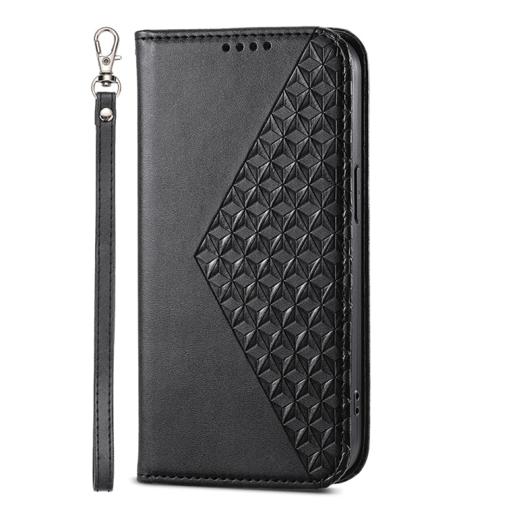 For iPhone 15 Pro Cubic Grid Calf Texture Magnetic Leather Phone Case(Black) - HoMEdemic™ 