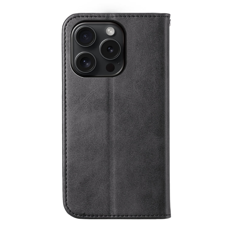 For iPhone 15 Pro Cubic Grid Calf Texture Magnetic Leather Phone Case(Black) - HoMEdemic™ 