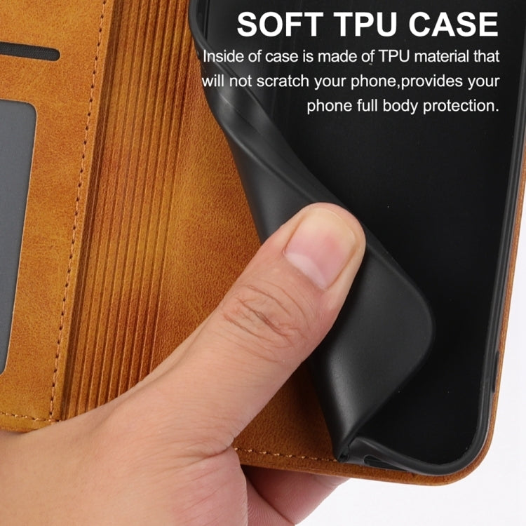 For iPhone 15 Pro Cubic Grid Calf Texture Magnetic Leather Phone Case(Yellow) - HoMEdemic™ 
