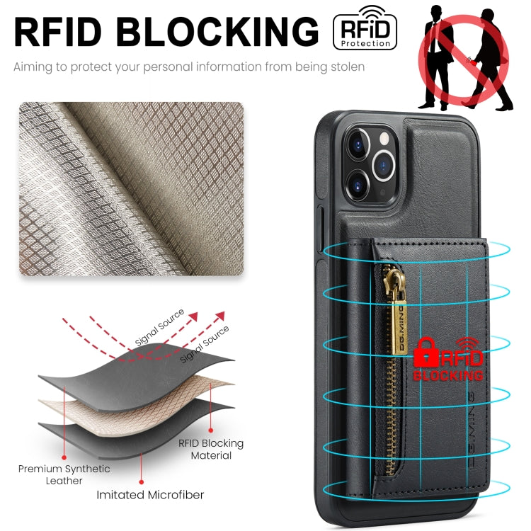 For iPhone 11 Pro Max DG.MING M5 Series Zip RFID Multi Card Detachable Leather Phone Case(Black) - HoMEdemic™ 