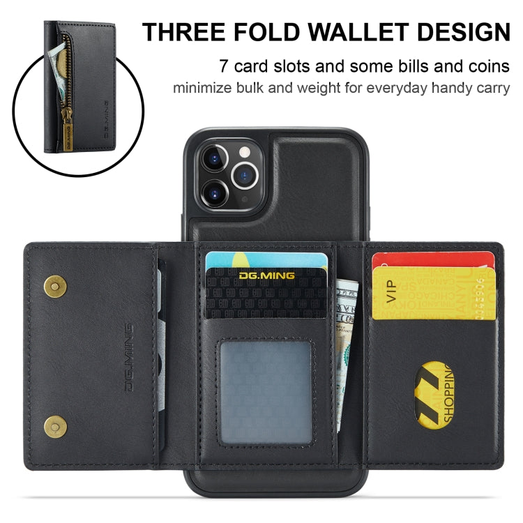 For iPhone 11 Pro Max DG.MING M5 Series Zip RFID Multi Card Detachable Leather Phone Case(Black) - HoMEdemic™ 
