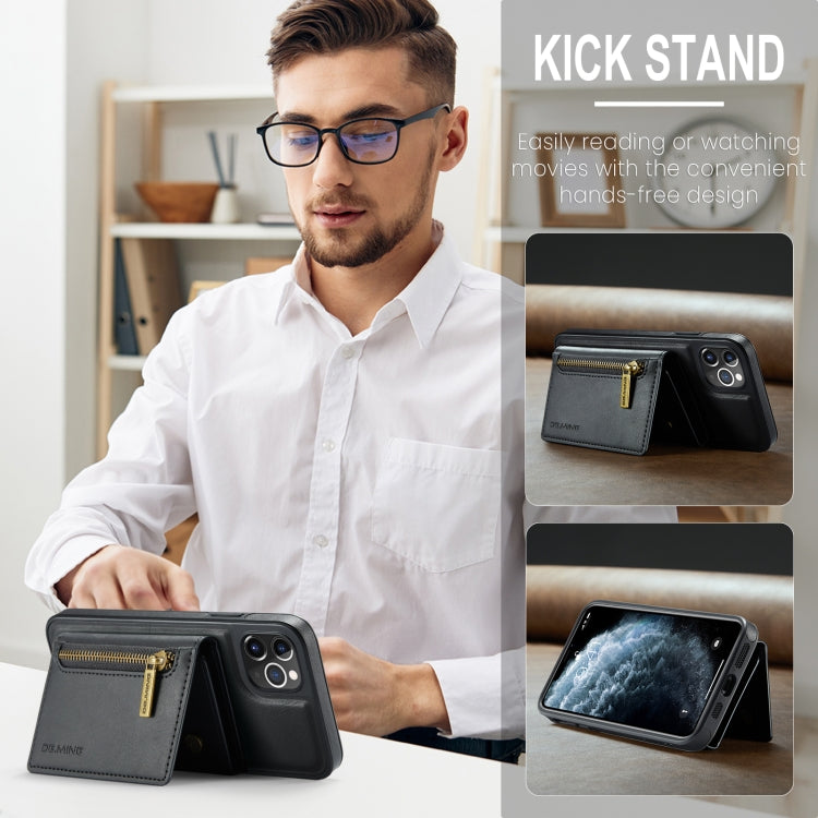 For iPhone 11 Pro Max DG.MING M5 Series Zip RFID Multi Card Detachable Leather Phone Case(Black) - HoMEdemic™ 