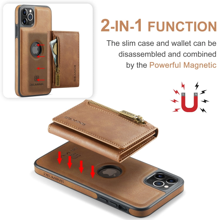 For iPhone 11 Pro Max DG.MING M5 Series Zip RFID Multi Card Detachable Leather Phone Case(Brown) - HoMEdemic™ 