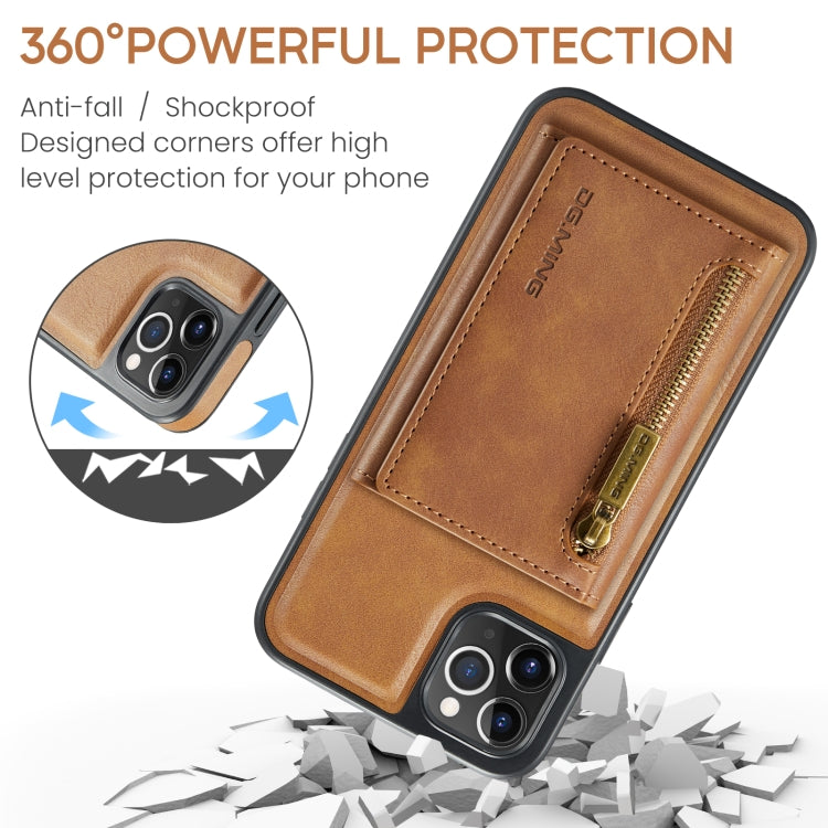 For iPhone 11 Pro Max DG.MING M5 Series Zip RFID Multi Card Detachable Leather Phone Case(Brown) - HoMEdemic™ 