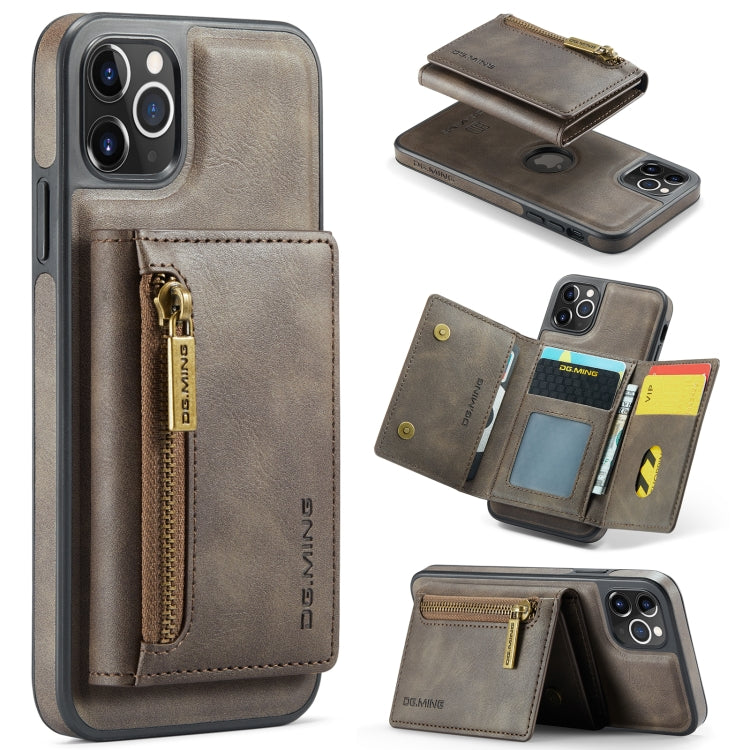 For iPhone 11 Pro Max DG.MING M5 Series Zip RFID Multi Card Detachable Leather Phone Case(Coffee) - HoMEdemic™ 