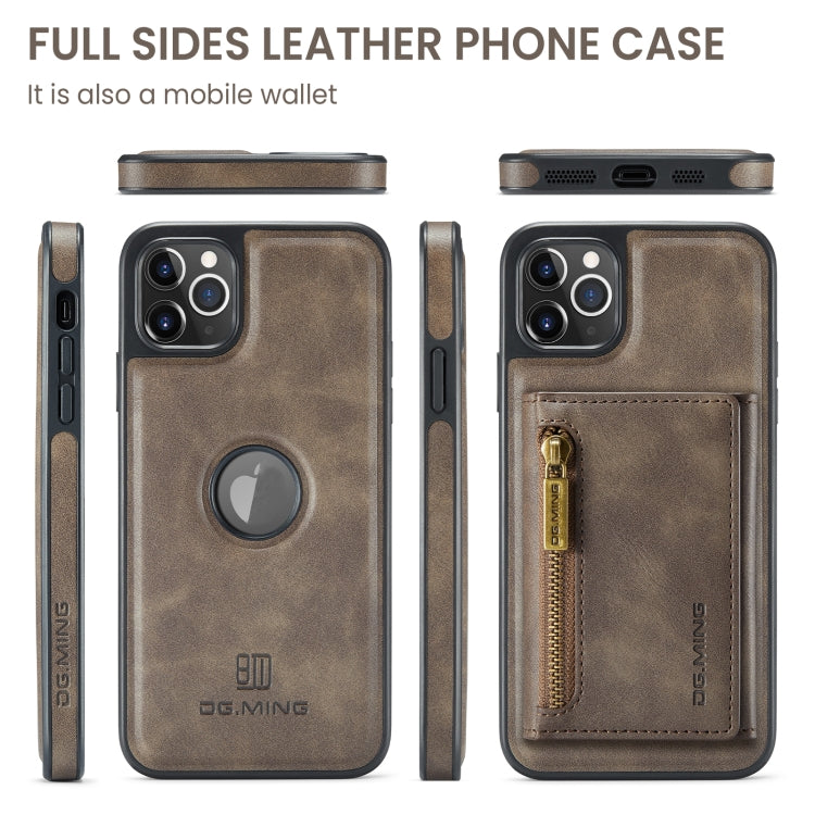 For iPhone 11 Pro Max DG.MING M5 Series Zip RFID Multi Card Detachable Leather Phone Case(Coffee) - HoMEdemic™ 