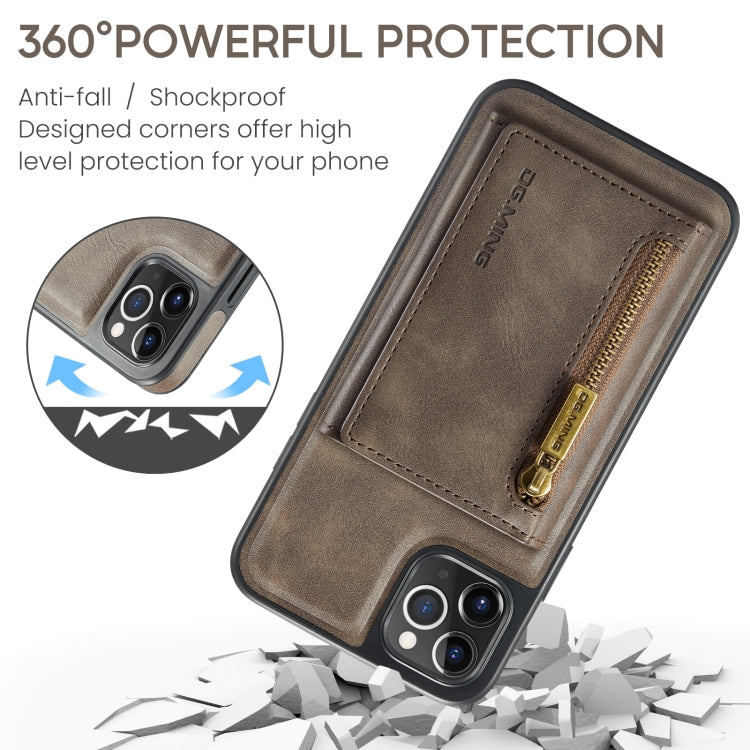 For iPhone 11 Pro Max DG.MING M5 Series Zip RFID Multi Card Detachable Leather Phone Case(Coffee) - HoMEdemic™ 