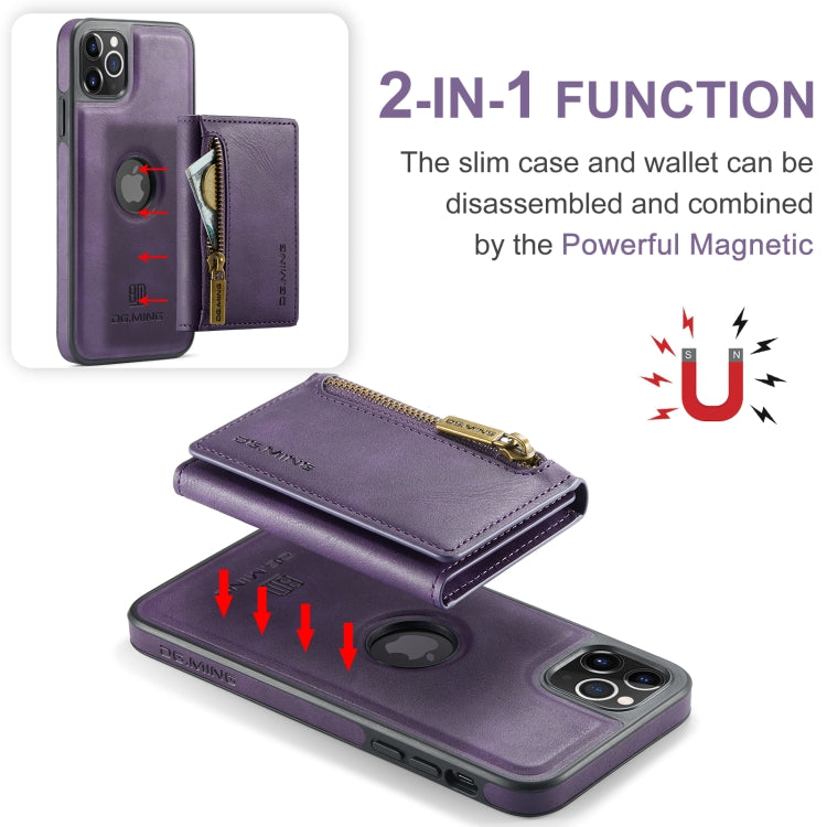 For iPhone 11 Pro Max DG.MING M5 Series Zip RFID Multi Card Detachable Leather Phone Case(Purple) - HoMEdemic™ 