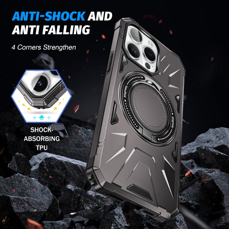 For iPhone 15 Pro Max MagSafe Magnetic Shockproof Phone Case with Ring Holder(Dark Grey) - HoMEdemic™ 