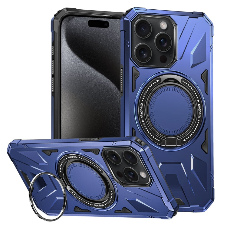 For iPhone 15 Pro MagSafe Magnetic Shockproof Phone Case with Ring Holder(Navy Blue) - HoMEdemic™ 