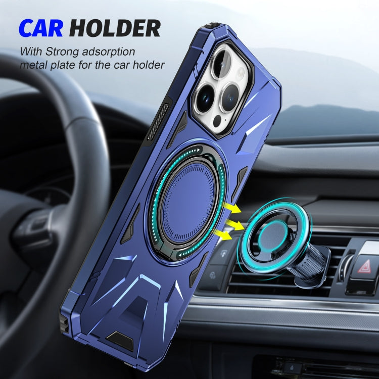 For iPhone 15 Pro MagSafe Magnetic Shockproof Phone Case with Ring Holder(Navy Blue) - HoMEdemic™ 