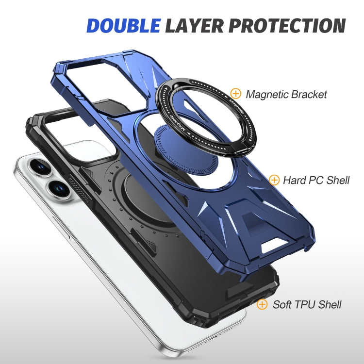 For iPhone 15 Pro MagSafe Magnetic Shockproof Phone Case with Ring Holder(Navy Blue) - HoMEdemic™ 
