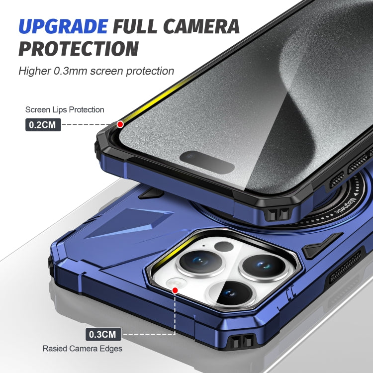 For iPhone 15 Pro MagSafe Magnetic Shockproof Phone Case with Ring Holder(Navy Blue) - HoMEdemic™ 