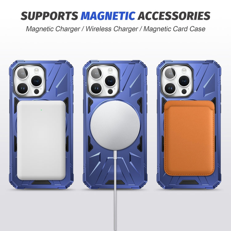 For iPhone 15 Pro MagSafe Magnetic Shockproof Phone Case with Ring Holder(Navy Blue) - HoMEdemic™ 