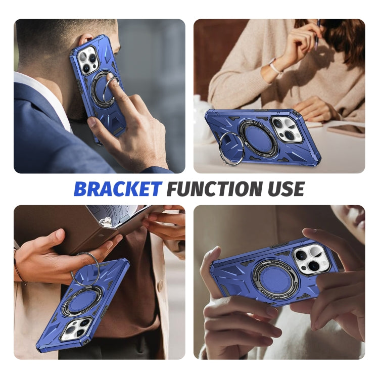 For iPhone 15 Pro MagSafe Magnetic Shockproof Phone Case with Ring Holder(Navy Blue) - HoMEdemic™ 