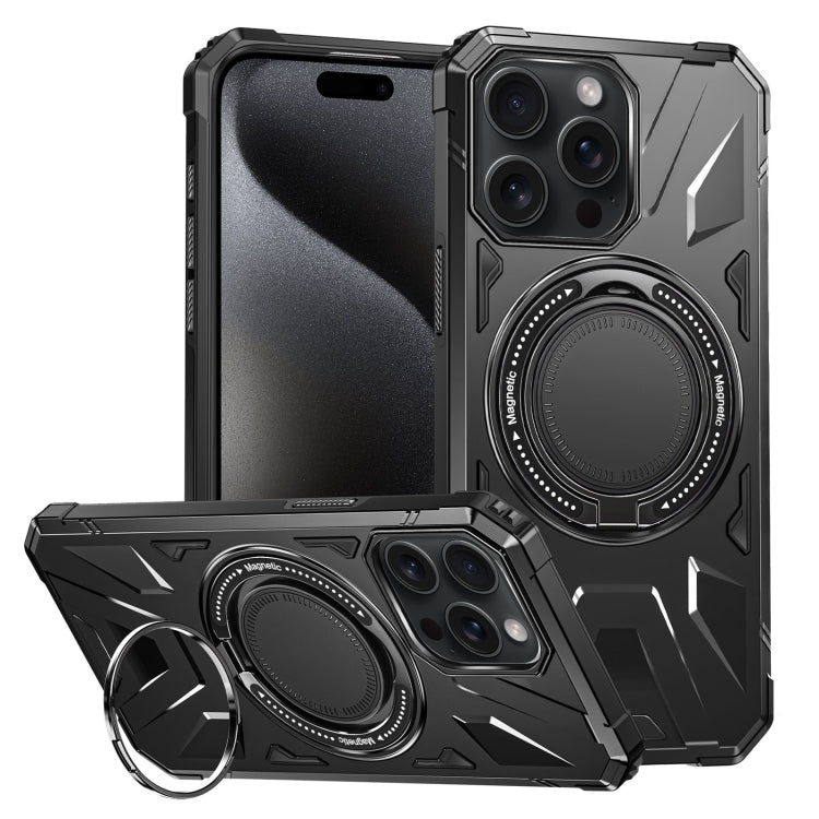 For iPhone 15 Pro MagSafe Magnetic Shockproof Phone Case with Ring Holder(Black) - HoMEdemic™ 