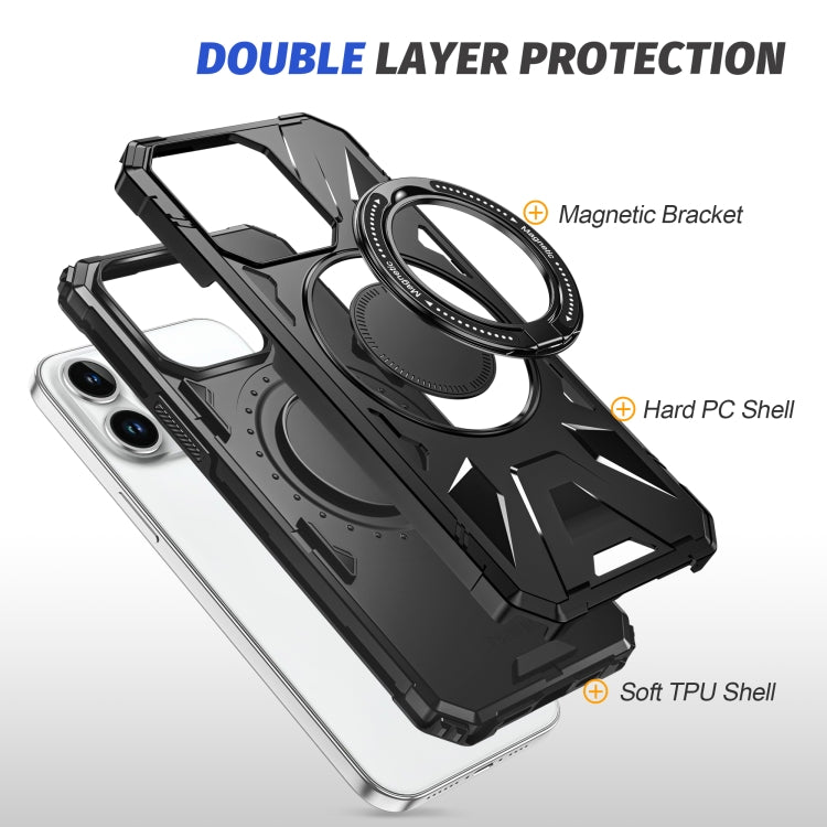 For iPhone 15 Pro MagSafe Magnetic Shockproof Phone Case with Ring Holder(Black) - HoMEdemic™ 
