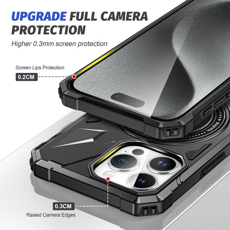 For iPhone 15 Pro MagSafe Magnetic Shockproof Phone Case with Ring Holder(Black) - HoMEdemic™ 