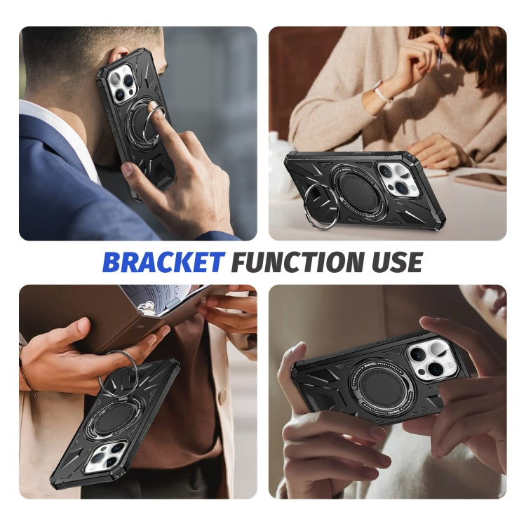 For iPhone 15 Pro MagSafe Magnetic Shockproof Phone Case with Ring Holder(Black) - HoMEdemic™ 