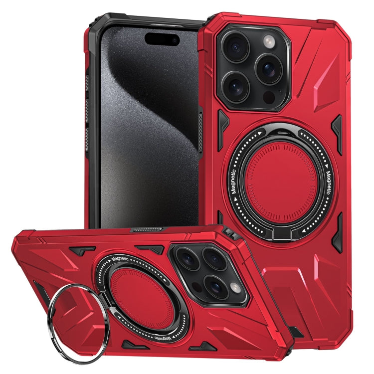 For iPhone 15 Pro MagSafe Magnetic Shockproof Phone Case with Ring Holder(Red) - HoMEdemic™ 
