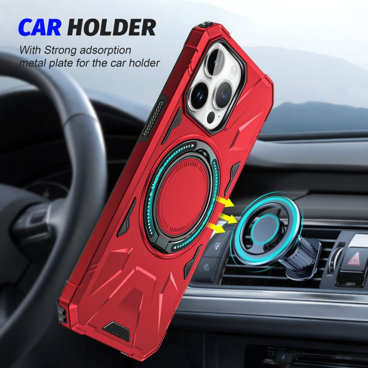 For iPhone 15 Pro MagSafe Magnetic Shockproof Phone Case with Ring Holder(Red) - HoMEdemic™ 
