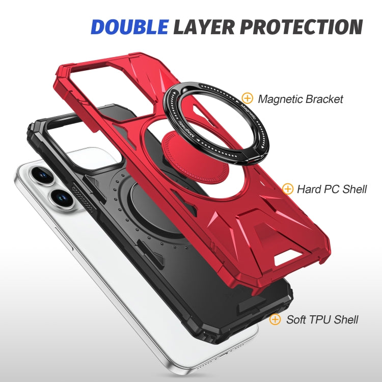 For iPhone 15 Pro MagSafe Magnetic Shockproof Phone Case with Ring Holder(Red) - HoMEdemic™ 