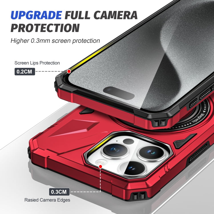 For iPhone 15 Pro MagSafe Magnetic Shockproof Phone Case with Ring Holder(Red) - HoMEdemic™ 