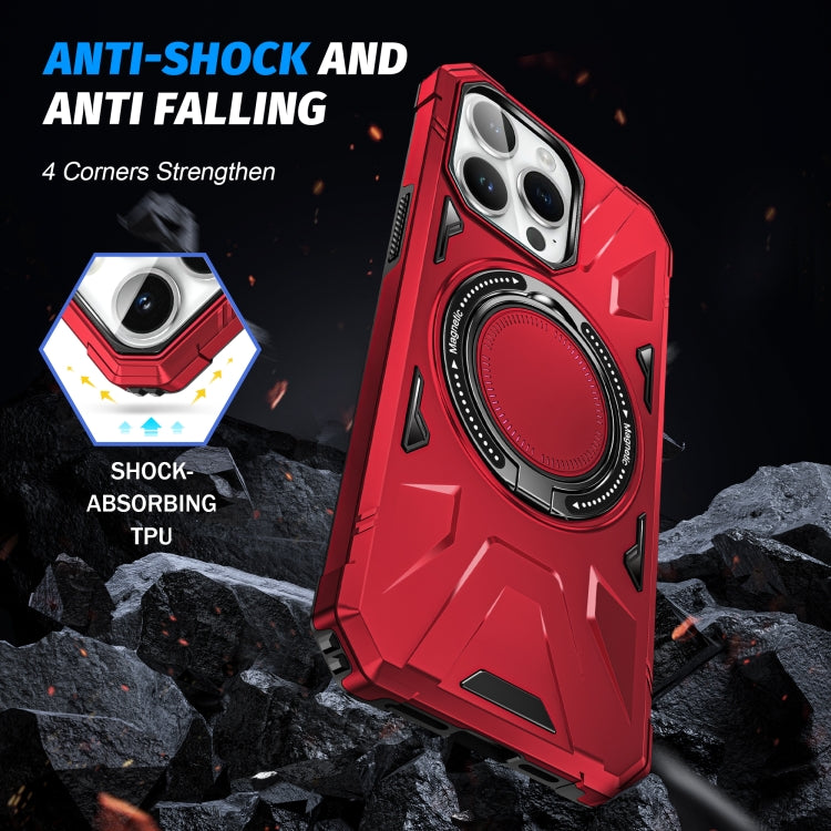 For iPhone 15 Pro MagSafe Magnetic Shockproof Phone Case with Ring Holder(Red) - HoMEdemic™ 