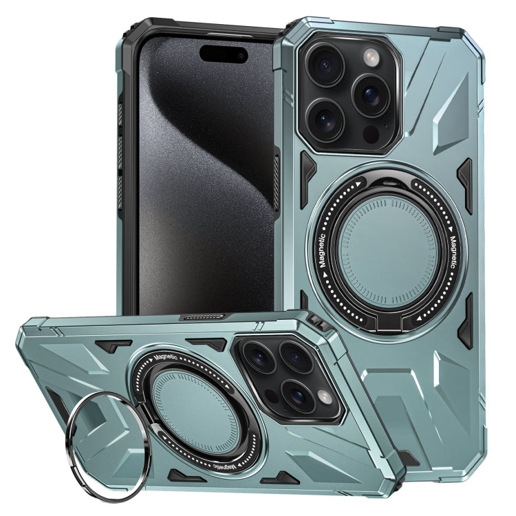 For iPhone 15 Pro MagSafe Magnetic Shockproof Phone Case with Ring Holder(Green) - HoMEdemic™ 