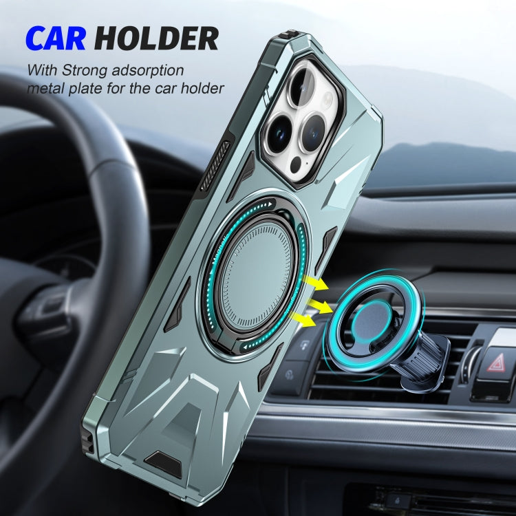 For iPhone 15 Pro MagSafe Magnetic Shockproof Phone Case with Ring Holder(Green) - HoMEdemic™ 