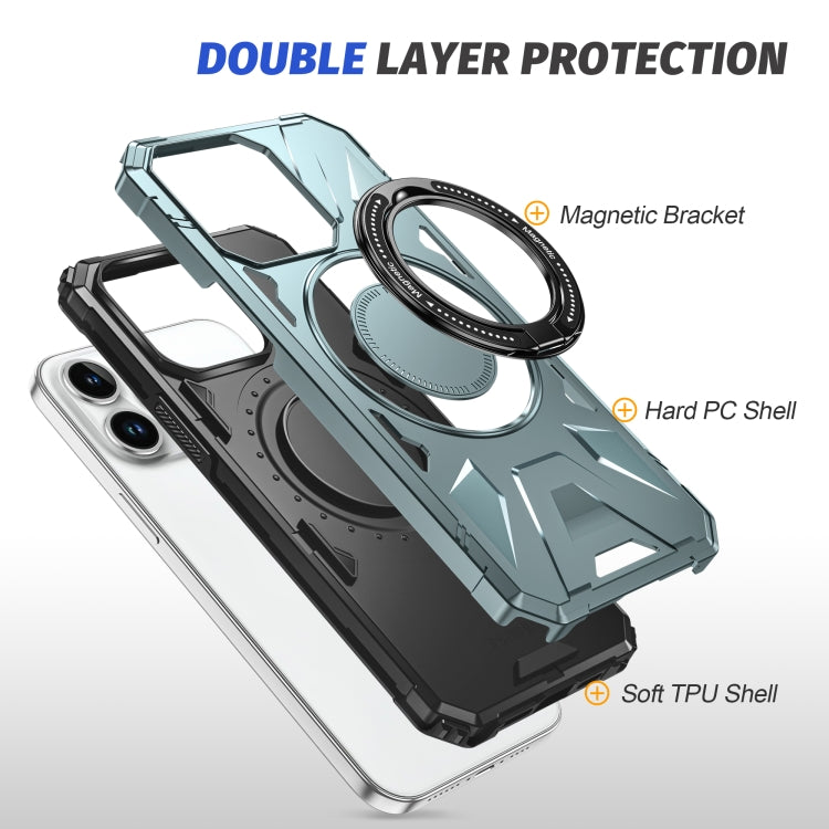 For iPhone 15 Pro MagSafe Magnetic Shockproof Phone Case with Ring Holder(Green) - HoMEdemic™ 