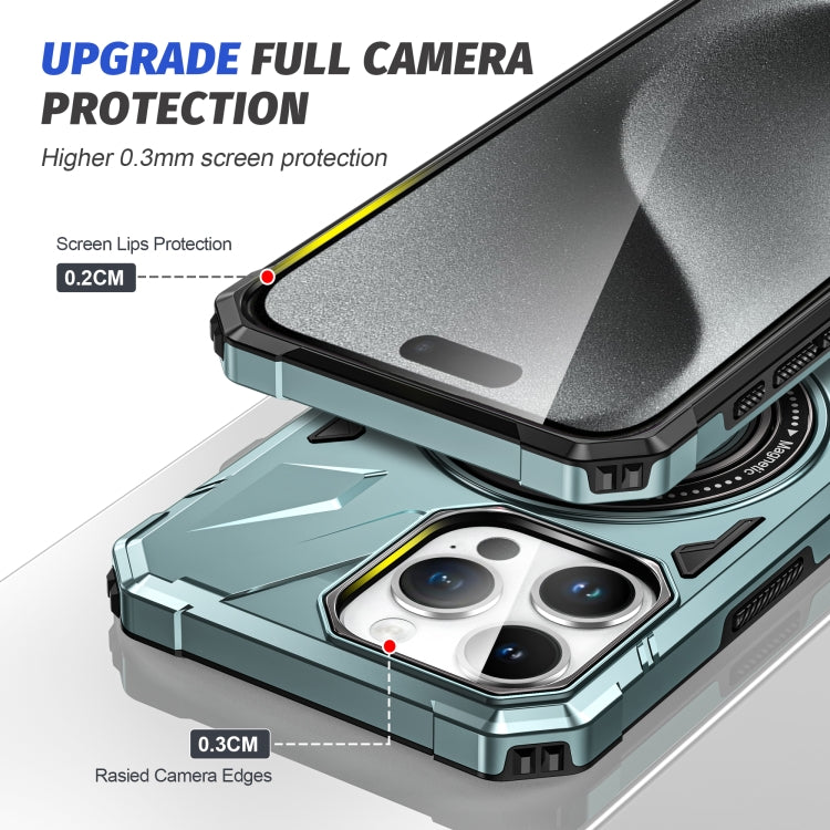 For iPhone 15 Pro MagSafe Magnetic Shockproof Phone Case with Ring Holder(Green) - HoMEdemic™ 