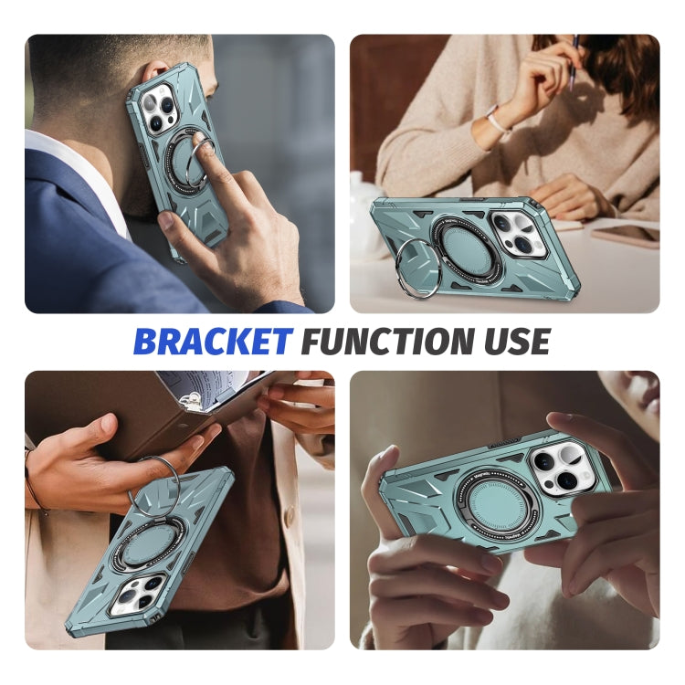 For iPhone 15 Pro MagSafe Magnetic Shockproof Phone Case with Ring Holder(Green) - HoMEdemic™ 